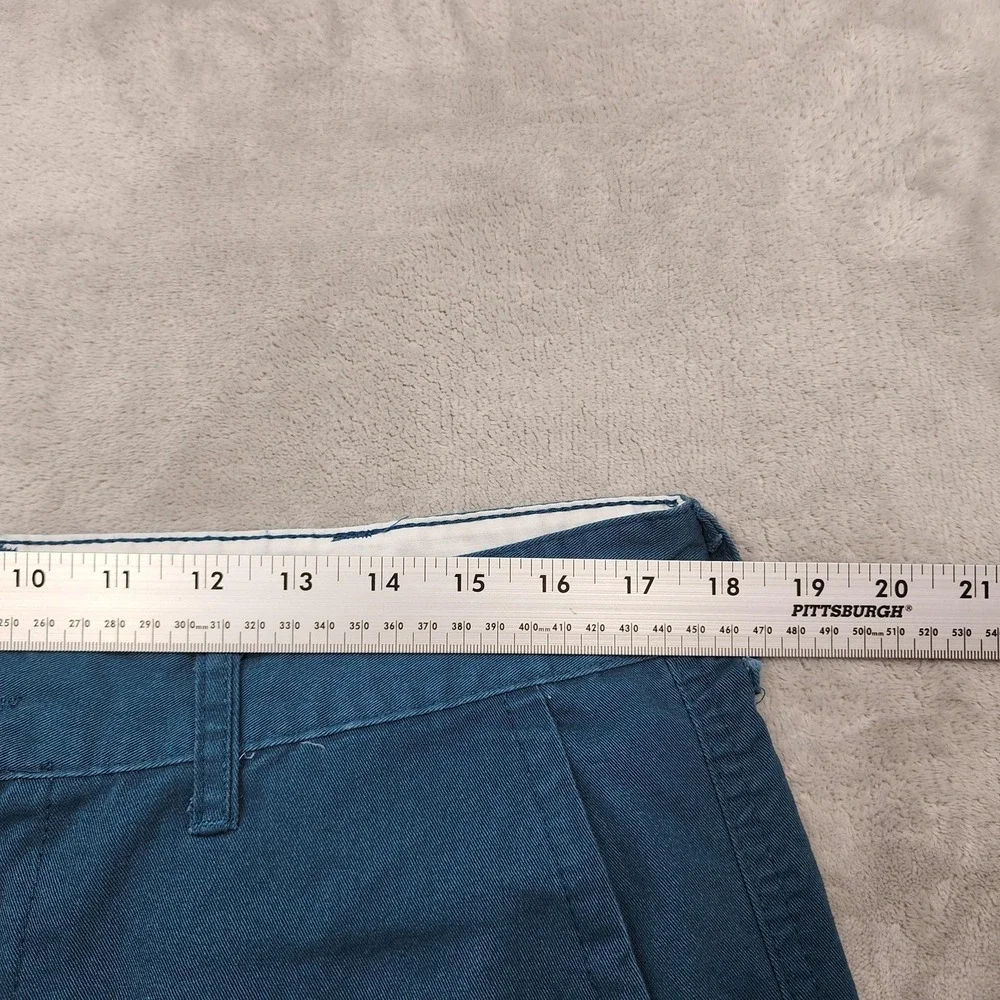 City Streets Shorts Mens 36 Blue Chino Flat Front Preppy Casual Summer Cotton
